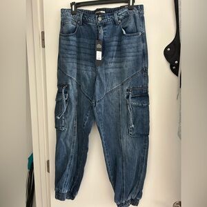 NWT Fashion Nova Dark Wash Denim Jogger Jeans